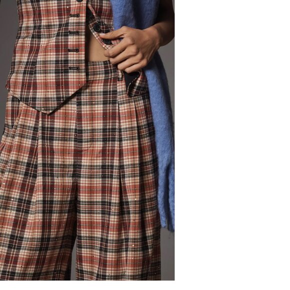 ANTHROPOLOGIE The Avery Sparkle Pleated Wide-Leg Trousers by Maeve XL new - Picture 4 of 6